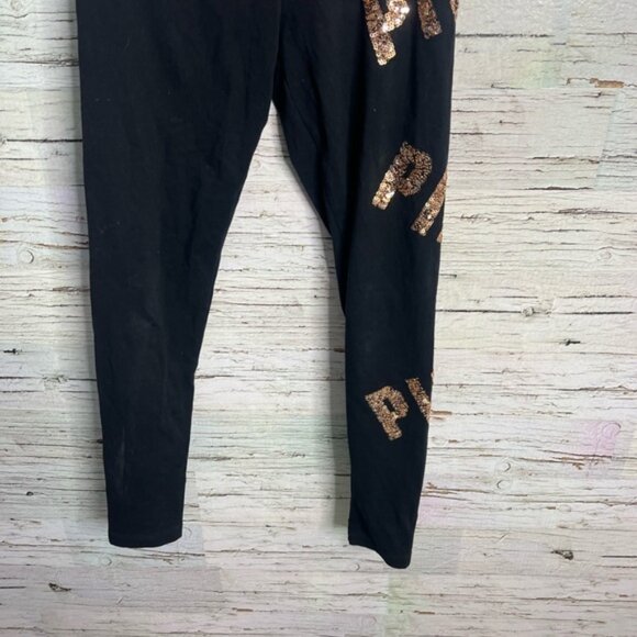 Victoria's Secret PINK Black Leggings with Gold Sequins - Picture 2 of 9